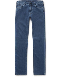 Canali Stretch Cotton And Cashmere Blend Denim Jeans