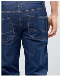 Asos Stretch Slim Ankle Grazer Jeans In 125oz Dark Blue