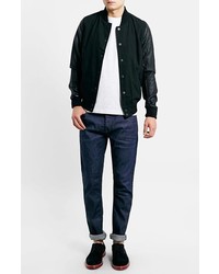 Topman Stretch Slim Fit Resin Coated Jeans