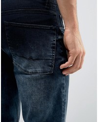 Asos Stretch Slim Jeans In Blue Black Wash