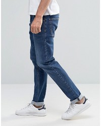 Asos Stretch Slim Jeans In Dark Blue Wash