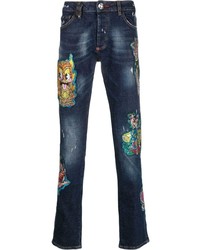 Philipp Plein Super Straight Hawaii Patch Detail Jeans