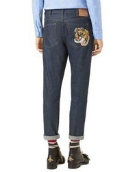 Gucci Tiger Stretch Denim Slim Fit Jeans