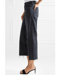 Simon Miller W005 Tilson Cropped Frayed Mid Rise Wide Leg Jeans Midnight Blue