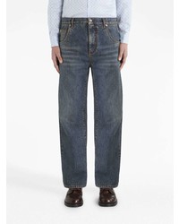 Etro Wide Leg Cropped Cotton Jeans