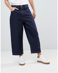 ASOS DESIGN Wide Leg Cropped Jeans In Indigo