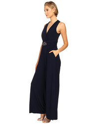 Jessica Howard Halter Jumpsuit With Waist Beading