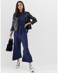 ASOS DESIGN Halter Neck Button Front Jumpsuit With Collar