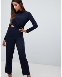 ASOS DESIGN High Neck Jumpsuit With Twist Front And Cut Out Detail
