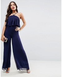 Asos Jumpsuit In Crinkle With Wide Leg And Halter Neck