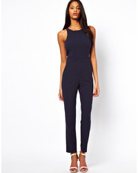 Asos Jumpsuit With Chic Racer Detail Navy