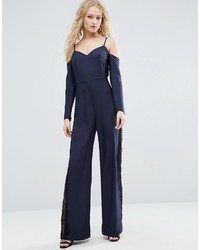 Asos Jumpsuit With Cold Shoulder And Lace Side Detail