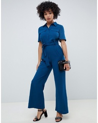 ASOS DESIGN Jumpsuit With Soft Flare Leg And Self Belt