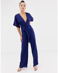 Missguided Kimono Jumpsuit In Navy