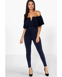 Boohoo Penny Plunge Frill Jumpsuit
