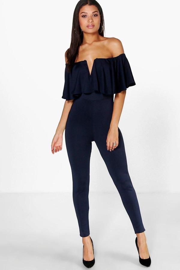 navy frill jumpsuit