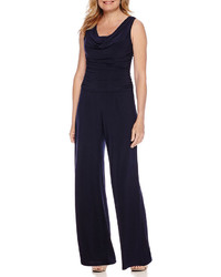 R & M Richards Rm Richards Sleeveless Ruched Side Knit Jumpsuit Petite