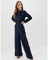 ASOS DESIGN Shirt Jumpsuit With Pocket Front And Stitching Detail