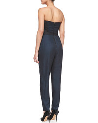 Milly Strapless Twill Bustier Jumpsuit
