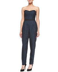 Milly Strapless Twill Bustier Jumpsuit