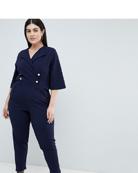 Outrageous Fortune Plus Tailored Jumpsuit In Navy