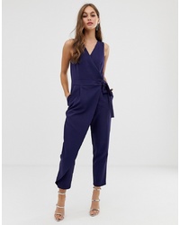 Paper Dolls Wrapover Jumpsuit With In Navy