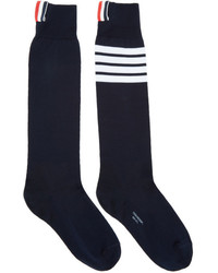 Thom Browne Navy Ribbed Knee High Four Bar Socks