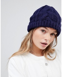Vincent Pradier Cable Knit Navy Beanie