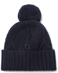 Moncler Gamme Bleu Cable Knit Virgin Wool Bobble Hat