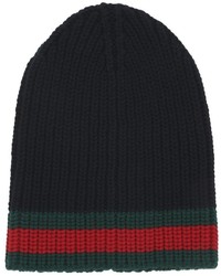 Gucci Web Wool Cable Knit Beanie Hat