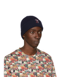 Paul Smith 50th Anniversary Navy Cashmere Rib Knit Beanie