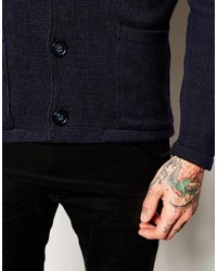 Asos Brand Knitted Jacket In Navy Cotton