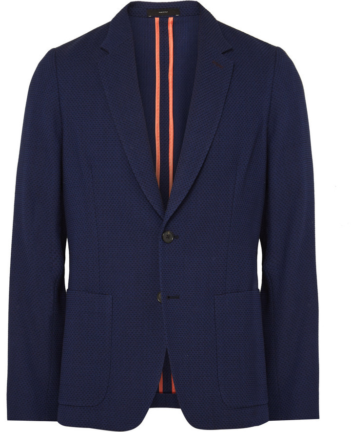 Supple leisure Bad faith Paul Smith Blue Soho Slim Fit Knitted Wool Blazer, $1,040 | MR PORTER |  Lookastic