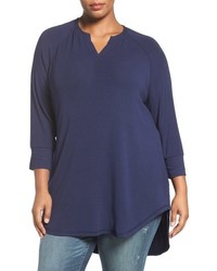 Melissa McCarthy Plus Size Seven7 Baby Rib Knit Split Neck Top