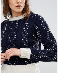 YMC Cable Knit Contrast Sweater