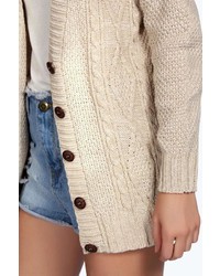 Boohoo Stacey Cable Knit Button Cardigan