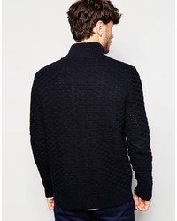 Asos Brand Funnel Neck Cardigan With Textured Knit