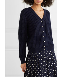 Alessandra Rich Cable Knit Cotton Blend Cardigan
