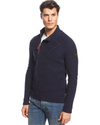 Armani Jeans Cable Knit Side Zip Wool Cardigan