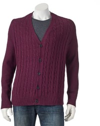 croft & barrow Classic Fit Solid Cable Knit Cardigan