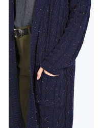 Boohoo Grace Long Cable Knit Nep Cardigan