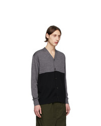 Comme des Garcons Homme Grey And Black Worsted Wool Cardigan