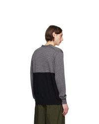Comme des Garcons Homme Grey And Black Worsted Wool Cardigan