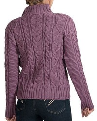 Jg Glover Co Peregrine Aran Turtleneck Cardigan Sweater Peruvian Merino Wool