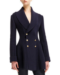 Alexander McQueen Knit Ribbed Detail Shawl Collar Sweater Coat