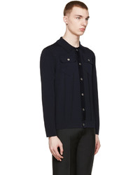 Neil Barrett Navy Stretch Knit Cardigan