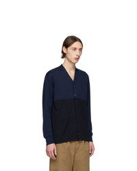 Comme des Garcons Homme Navy Worsted Wool Cardigan