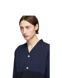 Comme des Garcons Homme Navy Worsted Wool Cardigan