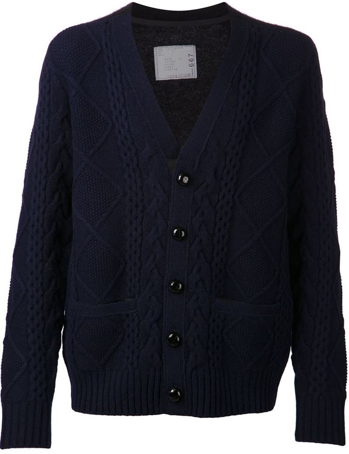 Sacai Cable Knit Cardigan, $845 | farfetch.com | Lookastic