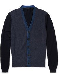 Etro Slim Fit Contrast Knit Wool Cardigan